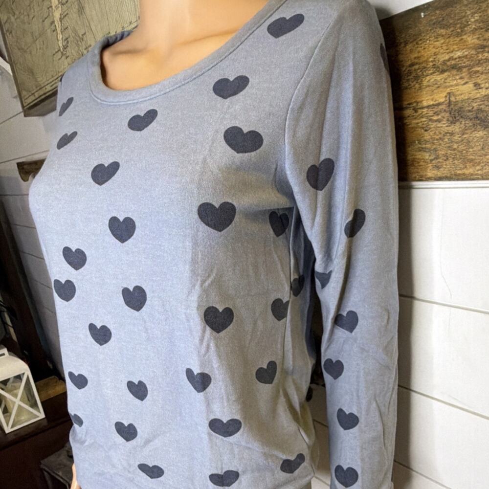 chasor pullover sweater blue heart print s - Picture 2 of 4